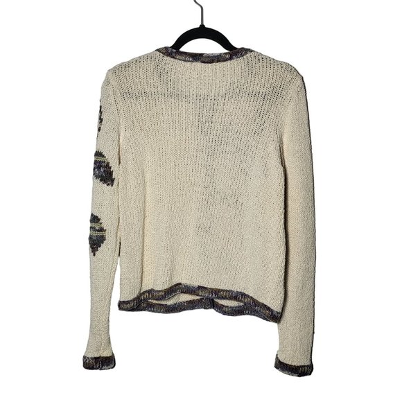 Northern Isles Floral Leaf Button Down Silk Linen Mohair Cardigan Sweater Small - Picture 2 of 11